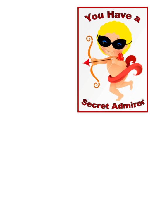 Secret Admirer Cupid Valentines Card Template Printable pdf