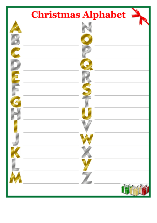 Christmas Alphabet Activity Sheet Printable pdf