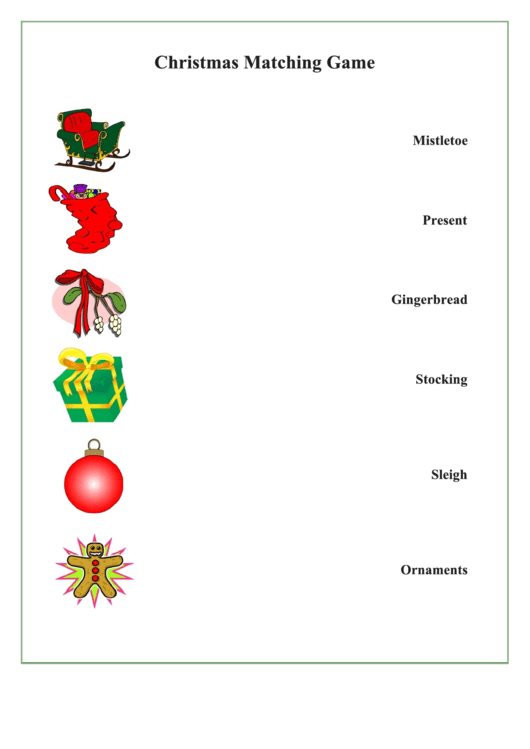 Christmas Matching Game Template Printable pdf