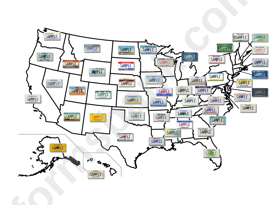 Usa States License Plates Map