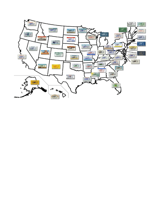 Usa States License Plates Map Printable pdf
