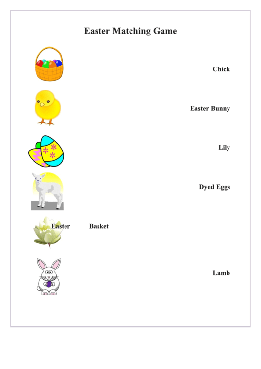 Easter Matching Game Activity Sheet Printable pdf