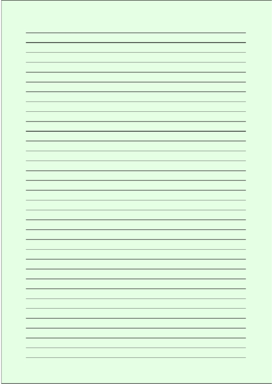 Colored Light-Green Lined Paper With Medium Black Lines Printable pdf