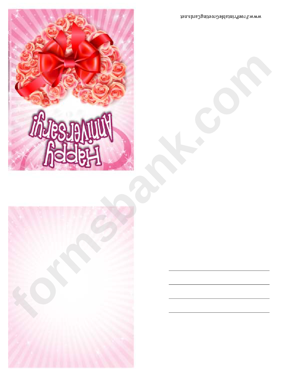 Anniversary Card Template printable pdf download