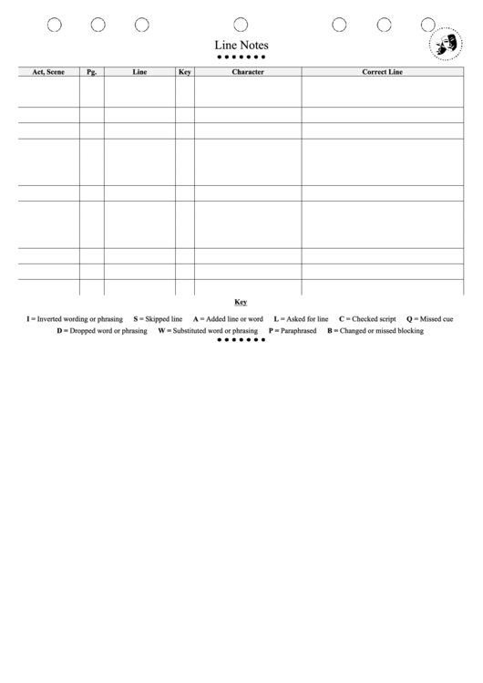 Line Notes Template Printable pdf