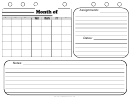 B/w Student Planner Calendar With Notes