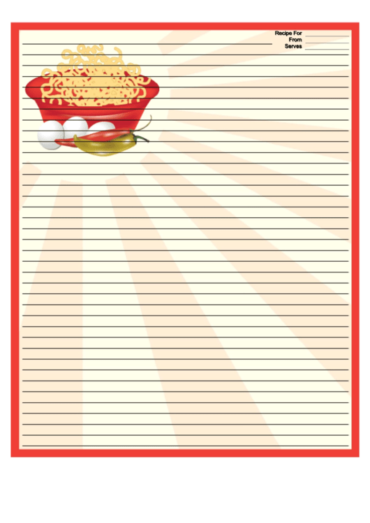 Red Noodles Recipe Card 8x10 Printable pdf