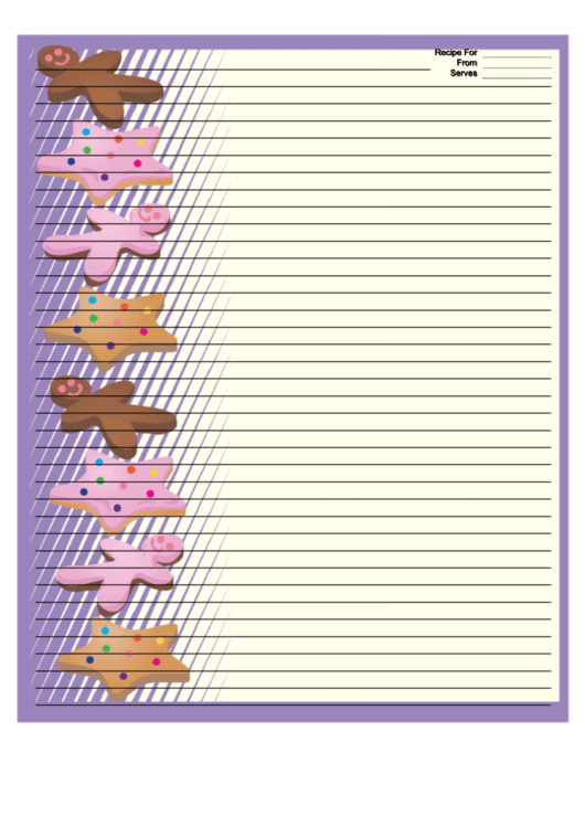 Star Gingerbread Cookies Purple Recipe Card 8x10 Printable pdf
