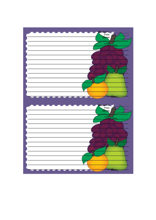 Pear Orange Grapes Purple Recipe Card Printable pdf