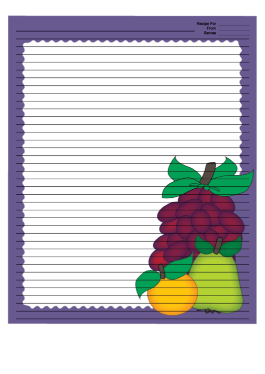 Pear Orange Grapes Purple Recipe Card 8x10 Printable pdf