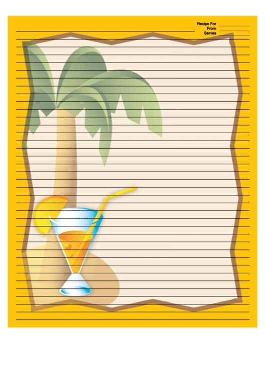 Palm Tree Drink Orange Recipe Card 8x10 Printable pdf