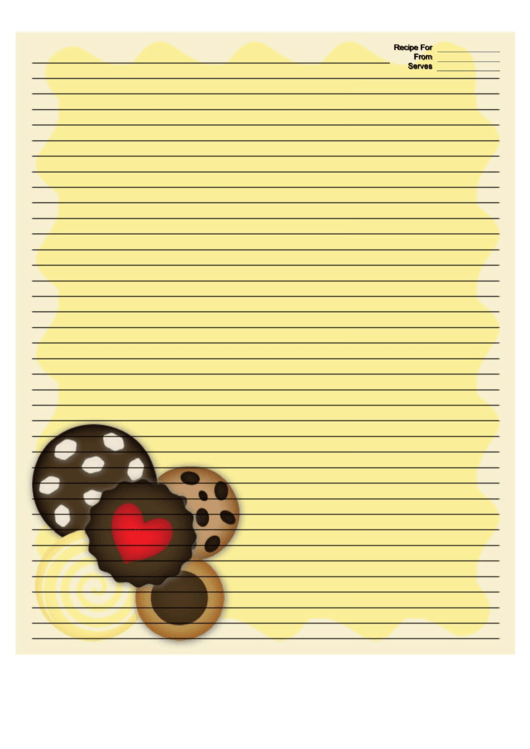 Several Cookies Yellow Recipe Card 8x10 Printable pdf