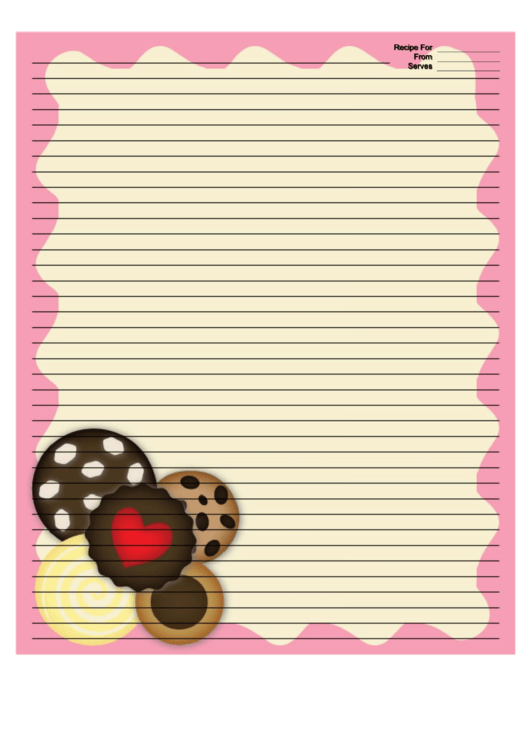Several Cookies Pink Recipe Card 8x10 Printable pdf