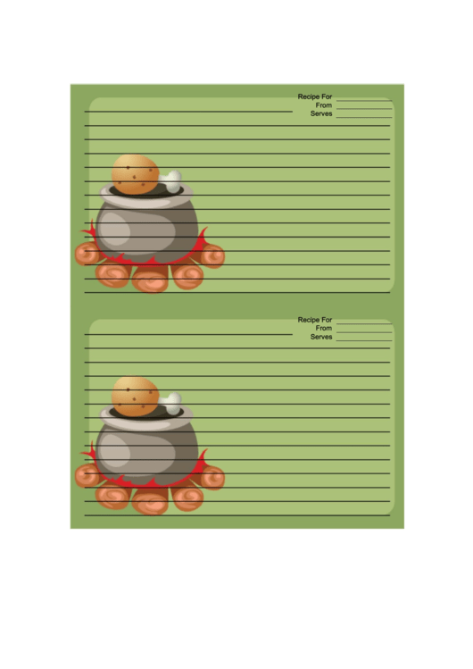 Camp Fire Pot Green Recipe Card Printable pdf