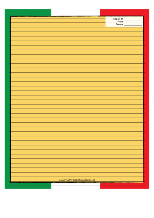 Mexican Flag Recipe Card 8x10 Printable pdf