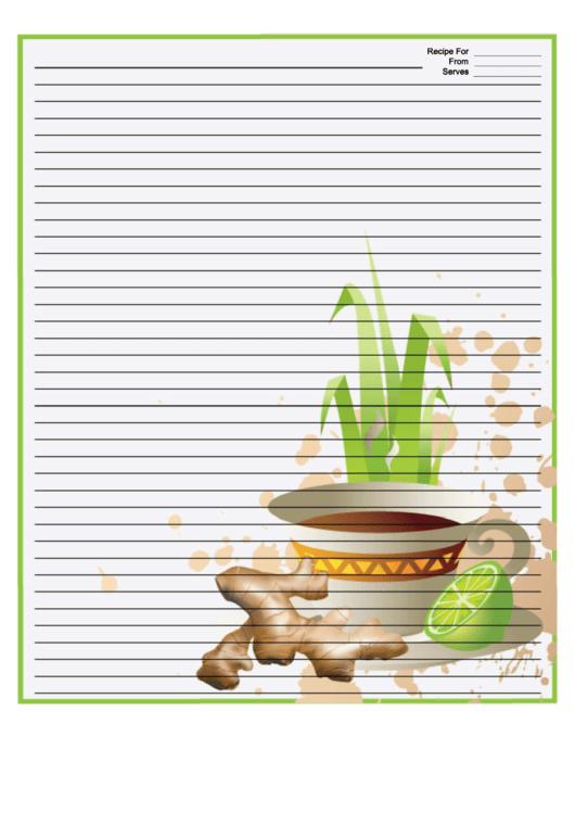 Tea Ginger Green Recipe Card 8x10 Template Printable pdf