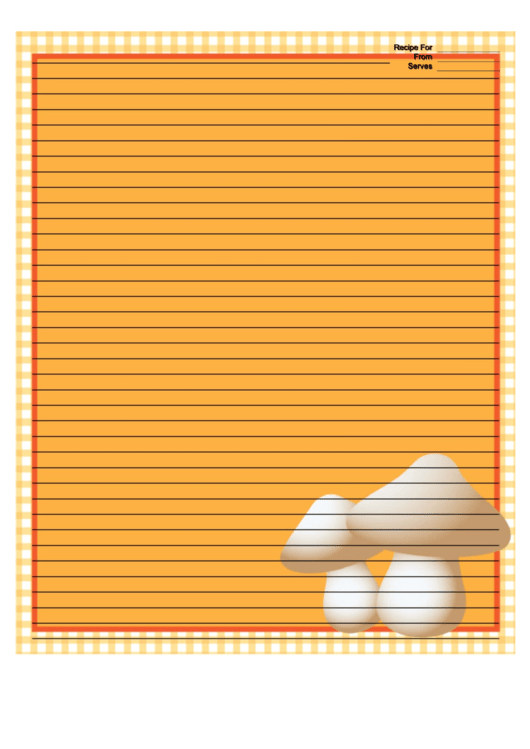 Mushrooms Yellow Gingham Recipe Card 8x10 Printable pdf