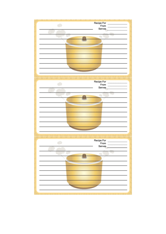Crockpot Gold Recipe Card Template Printable pdf