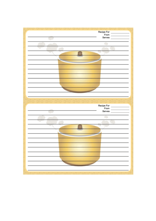 Crockpot Gold Recipe Card Template Printable pdf
