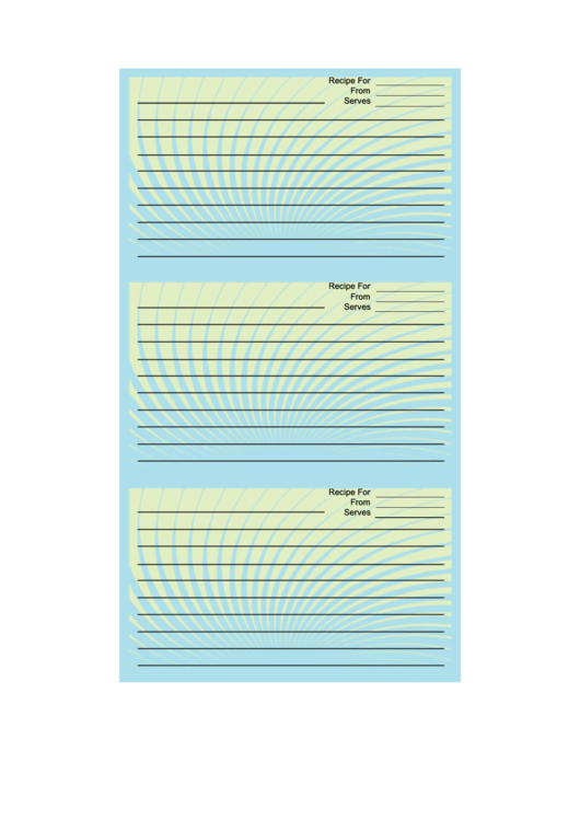 Blue Green Spiral Recipe Card Template Printable pdf