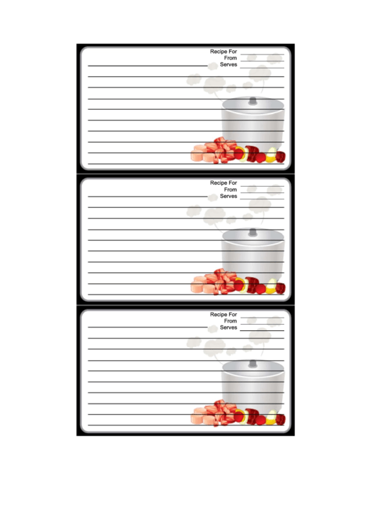Steaming Pot Black Recipe Card Template Printable pdf