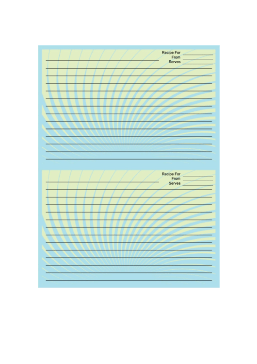 Blue Green Spiral Recipe Card Printable pdf
