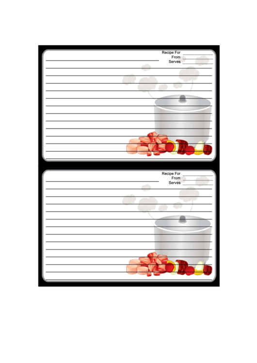 Steaming Pot Black Recipe Card Printable pdf