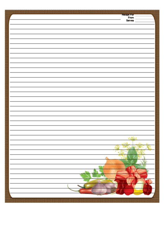Meat Veggies Herbs Brown Recipe Card 8x10 Printable pdf
