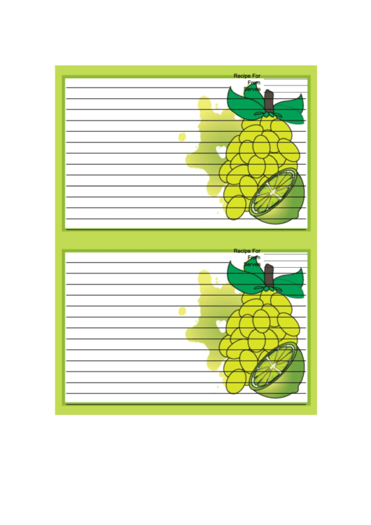 Grapes Citrus Green Recipe Card Printable pdf
