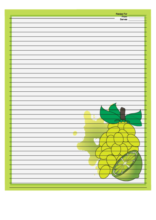 Grapes Citrus Green Recipe Card 8x10 Printable pdf