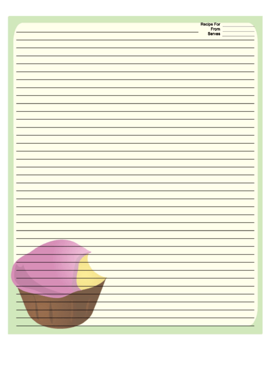 Cupcake Green Recipe Card 8x10 Printable pdf