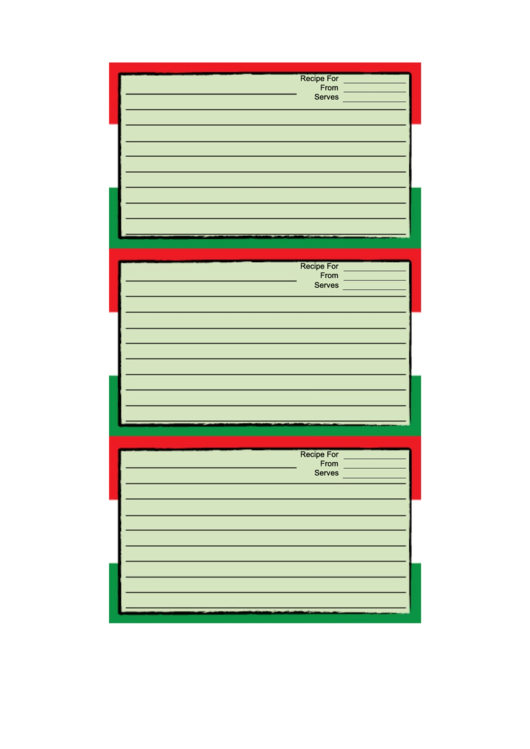 Italian Flag Recipe Card Template Printable pdf