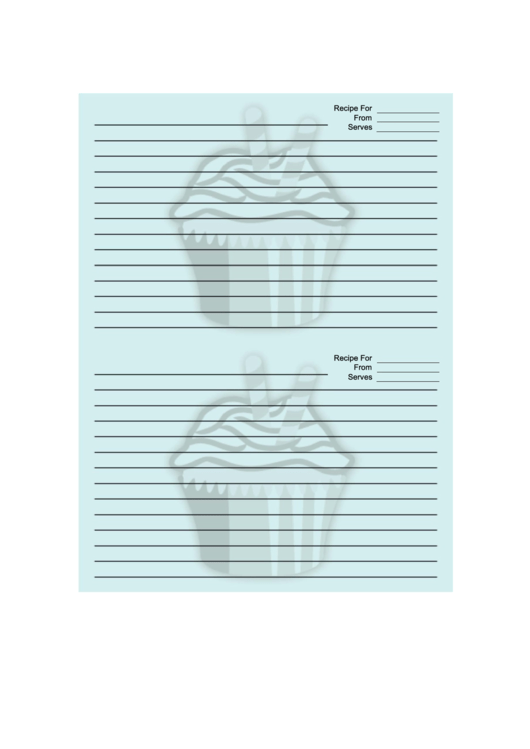 Blue Cupcake Recipe Card Printable pdf