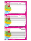 Cupcakes Pink Recipe Card Template