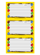 Colorful Candies Yellow Recipe Card Template