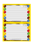 Colorful Candies Yellow Recipe Card