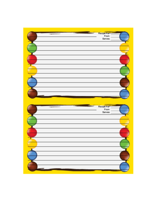Colorful Candies Yellow Recipe Card Printable pdf