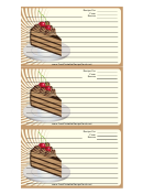 Chocolate Layer Cake Brown Recipe Card Template