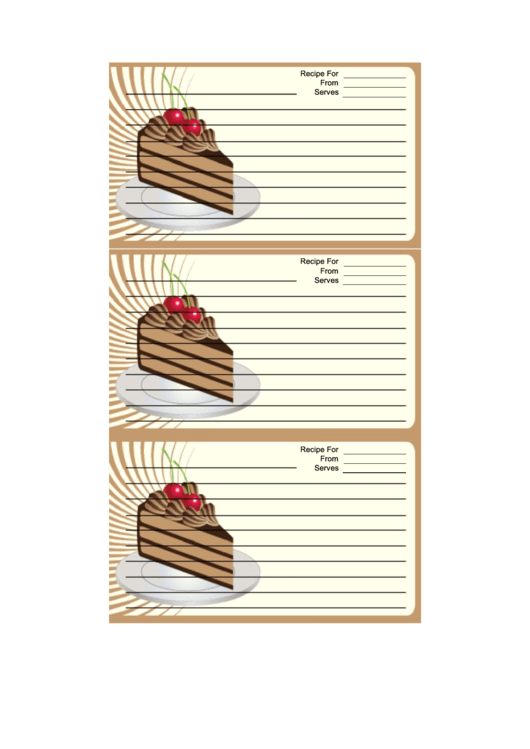 Chocolate Layer Cake Brown Recipe Card Template Printable pdf