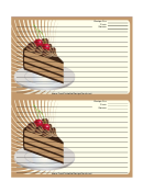 Chocolate Layer Cake Brown Recipe Card