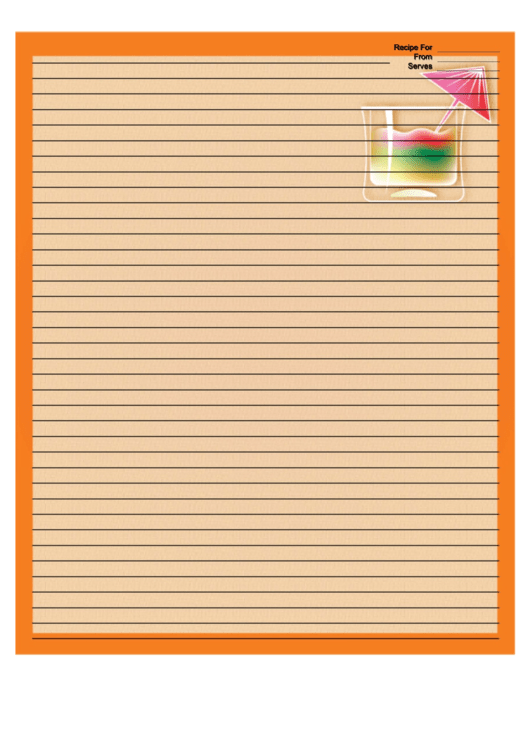 Orange Cocktail Umbrella Recipe Card 8x10 Printable pdf