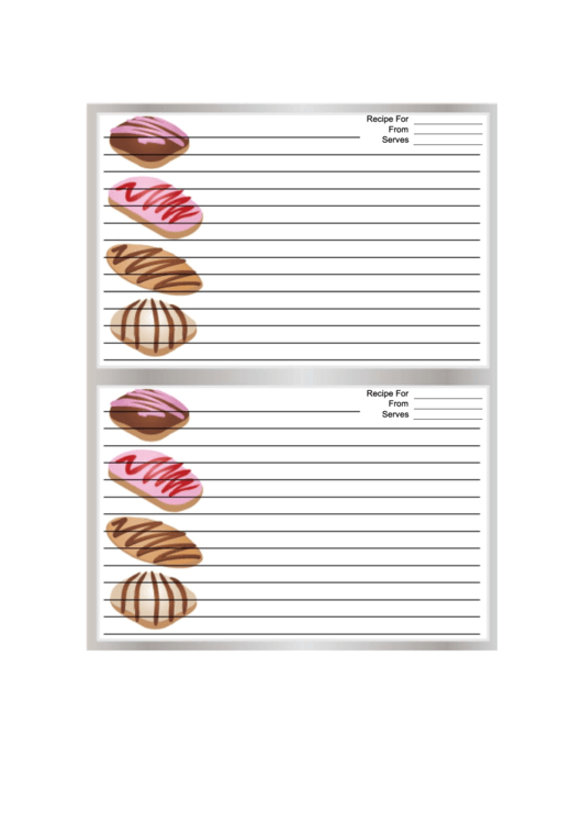 Colorful Cookies Gray Recipe Card Printable pdf