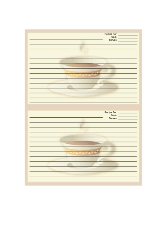 Cup White Border Recipe Card Printable pdf