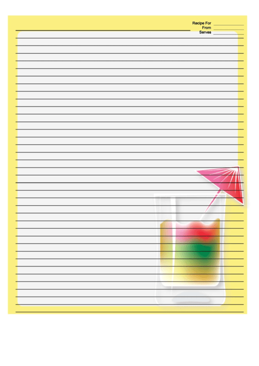 Rainbow Cocktail Yellow Recipe Card 8x10 Printable pdf