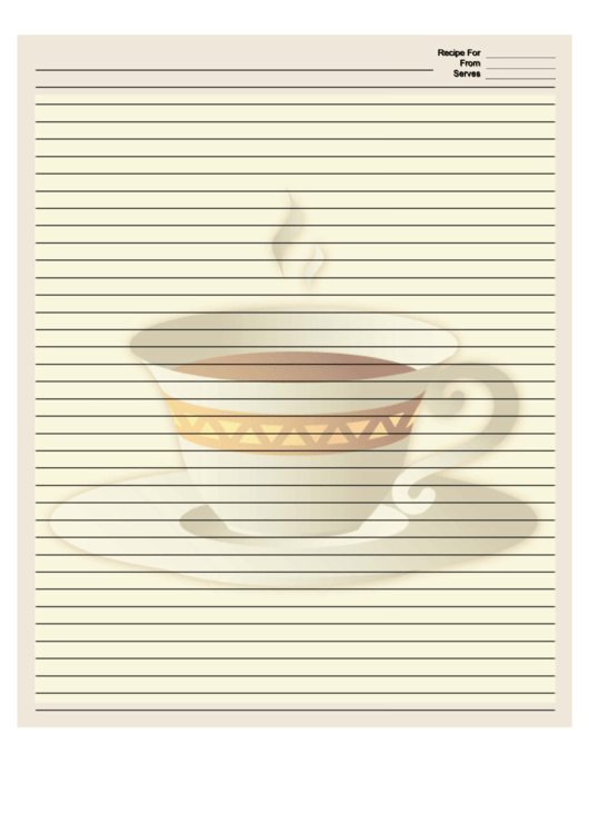 Cup White Border Recipe Card 8x10 Printable pdf
