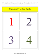 Number Flash Card Template - 1 To 4