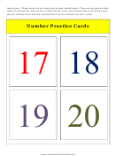 Number Flash Card Template - 17 To 20