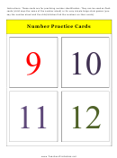 Number Flash Card Template - 9 To 12