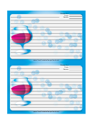 Blue Brandy Snifters Recipe Card Template