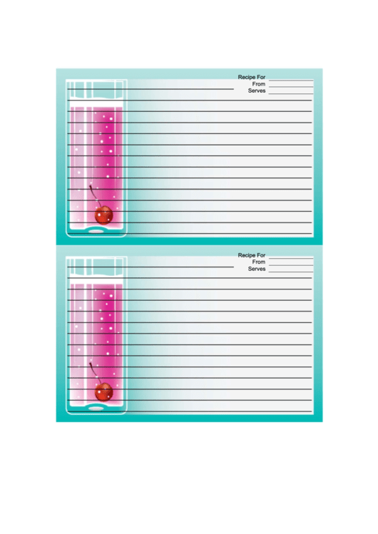 Pink Cocktail Turquoise Recipe Card Printable pdf